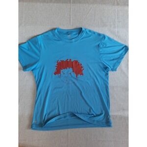 Alo CoolFit Mens Graphic Active T Shirt Blue Red Face Print Short Sleeve XL SEE